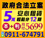 安心借貸 合法借貸 | 5萬輕鬆分12期 本金+利息 月付5699起【LINE借錢】